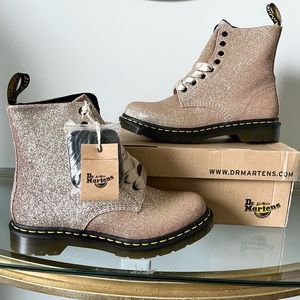 Dr. Martens 1460 Pascal Glitter Rose Gold Boots Size 9